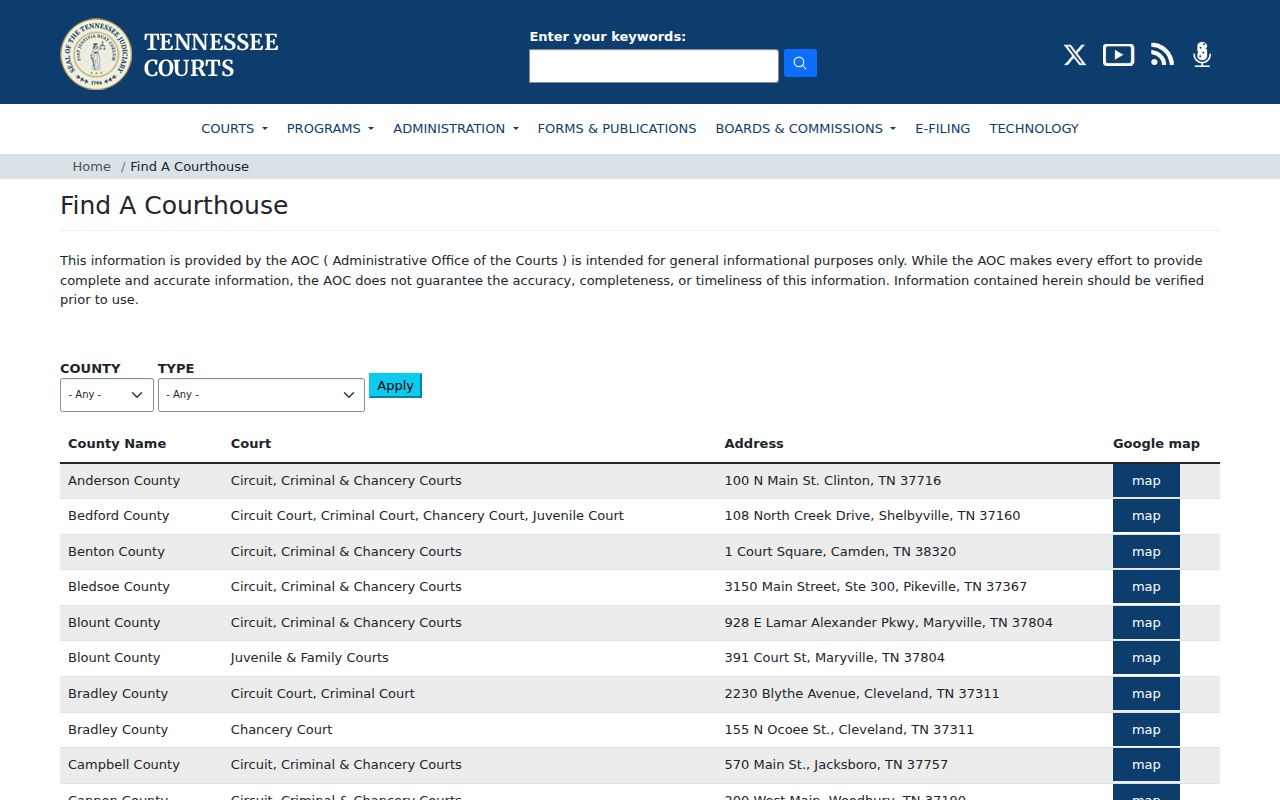 Clay County court docket courthouse finder
