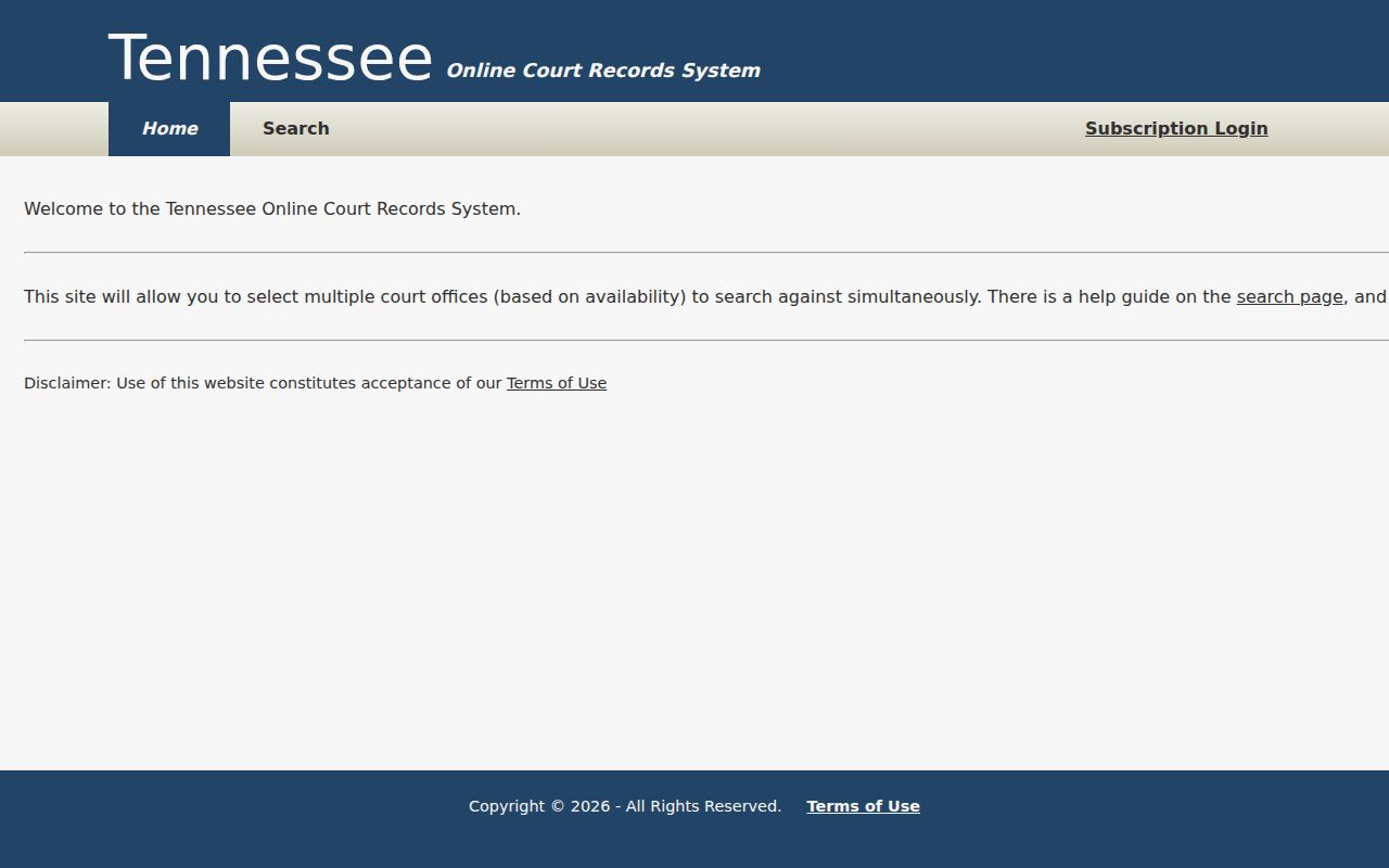 Clay County court record search through the TnCIS landing page
