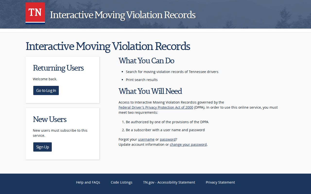 Clay County traffic court records and Tennessee moving violation record system
